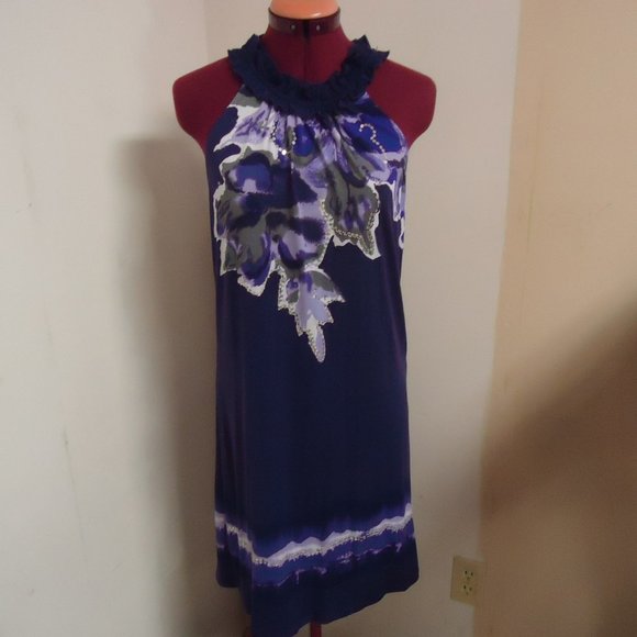 Suzy Shier Small Purple Yoke Neckline Mini Dress - Picture 1 of 7